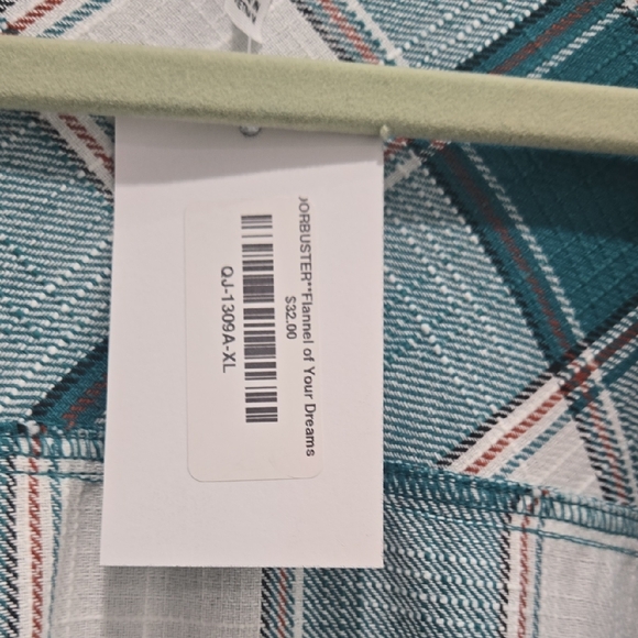 Zenana Teal and White Plaid Button-Up Shirt - Picture 3 of 3